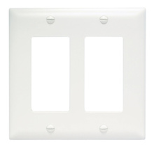 TradeMaster® 2-Gang Nylon Wall Plate, 2 Decorator Openings, White