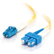 49.2ft (15m) LC-SC 9/125 OS2 Duplex Single-Mode PVC Fiber Optic Cable - Yellow 49.2ft (15m) LC-SC 9/125 OS2 Duplex Single-Mode PVC Fiber Optic Cable - Yellow