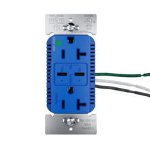 65W Hospital Grade USB Outlet, Type C, 20A, Tamper-Resistant, Blue