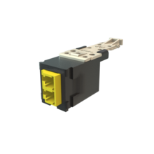 Infinium HD Fiber Module, Keyed Front Non-Keyed Rear LC Duplex (2 Fibers), HDJ Insert, Yellow Adapter Fog White for Panel Infinium HD Fiber Module, Keyed Front Non-Keyed Rear LC Duplex (2 Fibers), HDJ Insert, Yellow Adapter Fog White for Panel