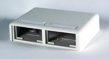 SERIES II PLASTIC SURFACE MOUNT BOX FOR TWO 2 UNIT MODULES SINGLE SIDED, WITH COVER SERIES II PLASTIC SURFACE MOUNT BOX FOR TWO 2 UNIT MODULES SINGLE SIDED, WITH COVER