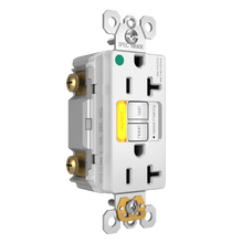 Hospital Grade Amber Power-Indicating LED Tamper-Resistant 20A Duplex Self-Test GFCI Receptacles with SafeLock® Protection, White Hospital Grade Amber Power-Indicating LED Tamper-Resistant 20A Duplex Self-Test GFCI Receptacles with SafeLock® Protection, White