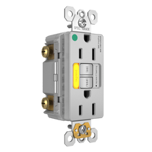 Hospital Grade Amber Power-Indicating LED Tamper-Resistant 15A Duplex Self-Test GFCI Receptacles with SafeLock® Protection, Gray