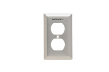1-Gang 302/304 Stainless Steel Wall Plate, Pad Printed "Emergency"