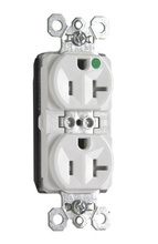 PlugTail® 20A 125V Hospital-Grade Tamper-Resistant Duplex Receptacle, Back and Side Wire, White