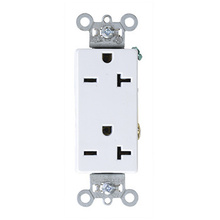 20A 250V Heavy Duty Specification Grade Duplex Decorator Receptacles, White 20A 250V Heavy Duty Specification Grade Duplex Decorator Receptacles, White
