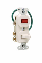Grounding Three-Way Combination Switch and Pilot Light, White Grounding Three-Way Combination Switch and Pilot Light, White