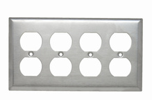 4-Gang 302/304 Stainless Steel Wall Plate, Duplex Receptacle Openings 4-Gang 302/304 Stainless Steel Wall Plate, Duplex Receptacle Openings