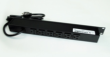 Plug-In Outlet Center Unit / Rack Mount 120V/15A/6 rear O/L /lighted switch/15' cord/Premium Grade Surge