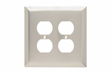 Jumbo 2-Gang 302/304 Stainless Steel Wall Plate, Duplex Receptacle Openings