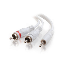 50ft (15.2m) One 3.5mm Stereo Male to Two RCA Stereo Male Audio Y-Cable - White 50ft (15.2m) One 3.5mm Stereo Male to Two RCA Stereo Male Audio Y-Cable - White