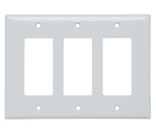 Junior Jumbo 3-Gang Thermoset Wall Plate, 3 Decorator Openings, White