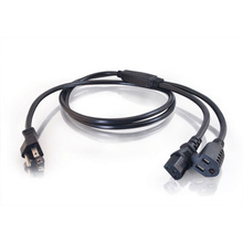 Discontinued - 6ft (1.8m) 16 AWG 1-to-2 Power Cord Splitter (NEMA 5-15P to 1 NEMA 5-15R + 1 IEC320C13) (TAA Compliant)