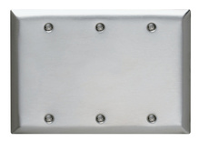 3-Gang 302/304 Stainless Steel Wall Plate, Blank, Box Mounted 3-Gang 302/304 Stainless Steel Wall Plate, Blank, Box Mounted