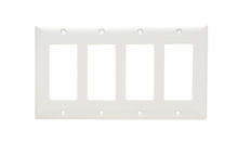 4-Gang Thermoset Wall Plate, 4 Decorator Openings, White 4-Gang Thermoset Wall Plate, 4 Decorator Openings, White