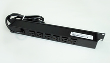 Plug-In Outlet Center Unit / Rack Mount 120V/15A/6 rear O/L /lighted switch/15' cord/Computer Grade Surge