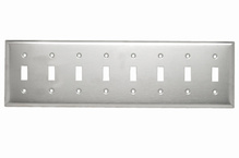 8-Gang 302/304 Stainless Steel Wall Plate, Toggle Switch Openings 8-Gang 302/304 Stainless Steel Wall Plate, Toggle Switch Openings