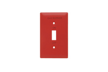 1-Gang 302/304 Stainless Steel Wall Plate, Pad Printed "Gas Burner, On/Off" with Toggle Opening, Painted Red