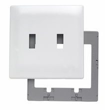 Discontinued - Discontinued - Two Gang Toggle Screwless Wall Plate with Plastic Sub-plate, White
