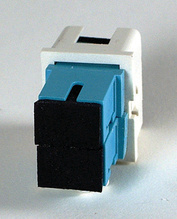 TracJack Module, 2-SC Simplex (2 Fibers) Multimode, Aqua adapters, 180 degree exit TracJack Module, 2-SC Simplex (2 Fibers) Multimode, Aqua adapters, 180 degree exit