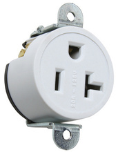 20A 125V Short Strap Spec Grade Single Receptacle, Side Wire, White 20A 125V Short Strap Spec Grade Single Receptacle, Side Wire, White