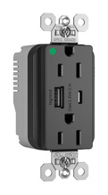 PlugTail® 3.1A Hospital Grade USB Outlet, Type A/C, 15A, Black PlugTail® 3.1A Hospital Grade USB Outlet, Type A/C, 15A, Black