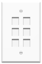 1-Gang, 6-Port Oversized Wall Plate, White 1-Gang, 6-Port Oversized Wall Plate, White
