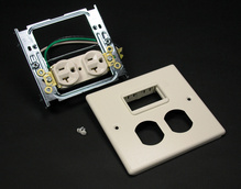 2-GANG W/ONE DUPLEX INSTALLED AND SERIES II MINI ADAPTER-GRAY 2-GANG W/ONE DUPLEX INSTALLED AND SERIES II MINI ADAPTER-GRAY