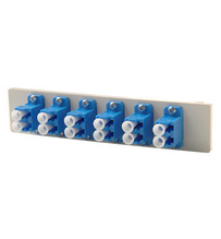 Fib-Cop II Bottom Adapter Plate, 6-LC Duplex (12 Fibers) Single Mode, Blue adapters Fib-Cop II Bottom Adapter Plate, 6-LC Duplex (12 Fibers) Single Mode, Blue adapters