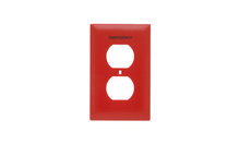 TradeMaster® 1-Gang Nylon Wall Plate, 1 Duplex Receptacle Opening, Pad Printed "Emergency", Red TradeMaster® 1-Gang Nylon Wall Plate, 1 Duplex Receptacle Opening, Pad Printed "Emergency", Red