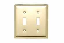 2-Gang Polished Brass Wall Plate, 2 Toggle Openings