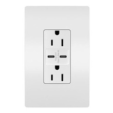 radiant® 15W USB Outlet, Type C, 15A, Tamper-Resistant, White