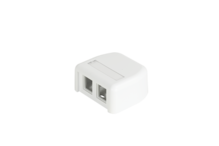 HDJ 2 port plastic surface mount box - white - with label field