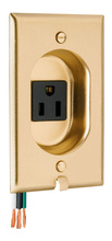 Discontinued - Clock Hanger Receptacles, Recessed with Brass Wall Plate, 15A, 125V