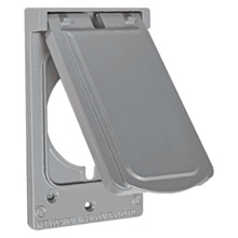 1-Gang Cast Weatherproof Cover 1.625-in Power Outlet Vertical, Gray
