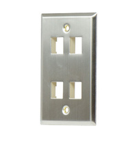 1-Gang, 4-Port Wall Plate, Stainless Steel 1-Gang, 4-Port Wall Plate, Stainless Steel