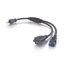 Discontinued - 1.5ft (0.46m) 16 AWG 1-to-2 Power Cord Splitter (NEMA 5-15P to 1 NEMA 5-15R +1 IEC320C13) (TAA Compliant)