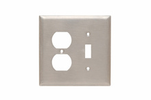 Junior Jumbo 2-Gang 302/304 Stainless Steel Wall Plate, 1 Toggle Switch and 1 Duplex Receptacle