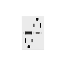 adorne® 15W USB Outlet, Type A/C, 15A, Tamper-Resistant, Plus-Size, White