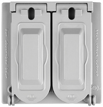 2-Gang  Universal Cast Weatherproof Cover, (2) Decorator/Duplex Receptacles/Toggle Switch, Gray