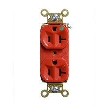 20A 125V Heavy Duty Hospital-Grade Duplex Receptacle, Back and Side Wire, Red 20A 125V Heavy Duty Hospital-Grade Duplex Receptacle, Back and Side Wire, Red