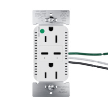 65W Hospital Grade USB Outlet, Type C, 15A, Tamper-Resistant, White