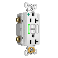 Hospital Grade Green Power-Indicating LED Tamper-Resistant 20A Duplex Self-Test GFCI Receptacles with SafeLock® Protection, White Hospital Grade Green Power-Indicating LED Tamper-Resistant 20A Duplex Self-Test GFCI Receptacles with SafeLock® Protection, White