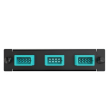 Q-Series, 3 acclAIM to acclAIM, OM4, Multimode, Passthrough Fiber Adapters, OFP Panel, 24 Fiber, Aqua