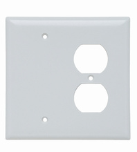 Junior Jumbo 2-Gang Thermoset Wall Plate, 1 Blank, 1 Duplex Receptacle, White Junior Jumbo 2-Gang Thermoset Wall Plate, 1 Blank, 1 Duplex Receptacle, White