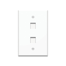 2-Port Keystone Wall Plate with Label, White 2-Port Keystone Wall Plate with Label, White