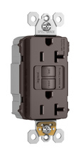 PlugTail® Specification Grade Tamper-Resistant 20A Duplex Self-Test GFCI Receptacles with SafeLock® Protection, Brown