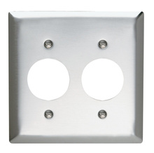 2-Gang 302/304 Stainless Steel Wall Plate, Single Receptacle Openings