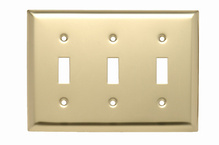 Discontinued - Discontinued - Toggle Switch Openings, Three Gang, Polished Brass
