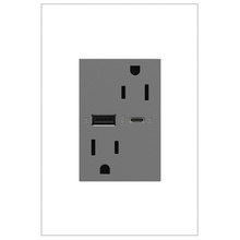 adorne® 15W USB Outlet, Type A/C, 15A, Tamper-Resistant, Plus-Size, Magnesium